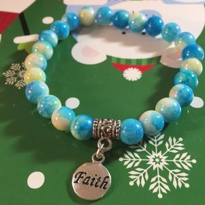 Faith Glass beads bracelet with Faith charm